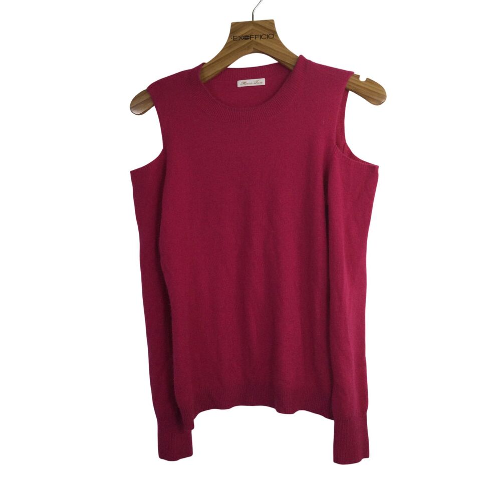 Minnie Rose Womens Cashmere Dublin Sweater knit Cold Shoulder Light Pink Size Sm
